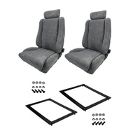 Autotecnica Holden Commodore VN Grey Striped Cloth Lumbar Support Sports Seat & Rails Combo