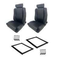 Autotecnica Holden Commodore VN Black PU Leather Twin Adjust Sports Seat & Rails Combo