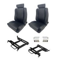 Autotecnica Nissan Silvia S13 Black PU Leather Twin Adjust Sports Seat & Rails Combo