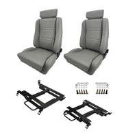 Autotecnica Nissan Silvia S13 Grey PU Leather Twin Adjust Sports Seat & Rails Combo