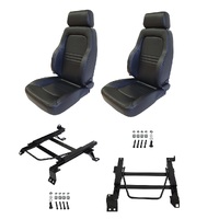 Autotecnica Nissan Navara D22 Black Leather Adventurer S3 Seat & Rails Combo