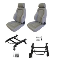 Autotecnica Nissan Navara D22 Grey Leather Adventurer S3 Seat & Rails Combo