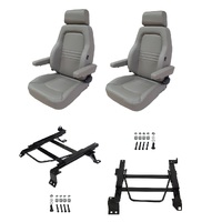 Autotecnica Nissan Navara D22 Grey Leather Adventurer S4 Seat & Rails Combo