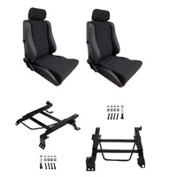 Autotecnica Nissan Navara D22 Black Leather/Fabric Adventurer S5 Seat & Rails Combo