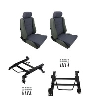 Autotecnica Nissan Navara D22 Grey Leather/Fabric Adventurer S5 Seat & Rails Combo