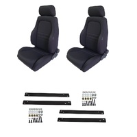 Autotecnica Nissan Patrol GQ 1987-1996 Black Adventurer Cloth Seat & Rails Combo