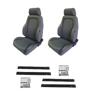 Autotecnica Nissan Patrol GQ 1987-1996 Grey Adventurer Cloth Seat & Rails Combo