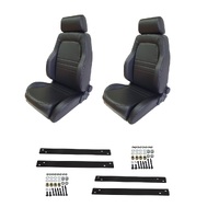 Autotecnica Nissan Patrol GQ 1987-1996 Black Leather Adventurer S1 Seat & Rails Combo