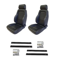 Autotecnica Nissan Patrol GQ 1987-1996 Black Leather Adventurer S3 Seat & Rails Combo