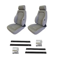 Autotecnica Nissan Patrol GQ 1987-1996 Grey Leather Adventurer S3 Seat & Rails Combo