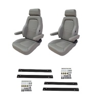 Autotecnica Nissan Patrol GQ 1987-1996 Grey Leather Adventurer S4 Seat & Rails Combo