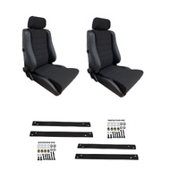 Autotecnica Nissan Patrol GQ 1987-1996 Black Leather/Fabric Adventurer S5 Seat & Rails Combo