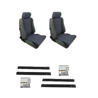 Autotecnica Nissan Patrol GQ 1987-1996 Grey Leather/Fabric Adventurer S5 Seat & Rails Combo