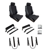 Autotecnica Nissan Patrol GU Black Leather/Fabric Adventurer S5 Seat & Rails Combo