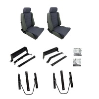 Autotecnica Nissan Patrol GU Grey Leather/Fabric Adventurer S5 Seat & Rails Combo