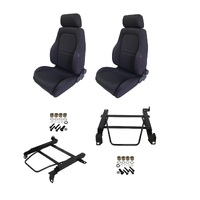 Autotecnica Toyota Hilux 1988-1997 4x4 Black Adventurer Cloth Seat & Rails Combo