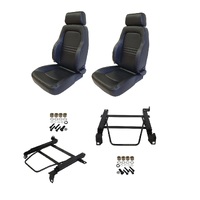 Autotecnica Toyota Hilux 1988-1997 4x4 Black Leather Adventurer S3 Seat & Rails Combo