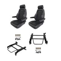 Autotecnica Toyota Hilux 1988-1997 4x4 Black Leather Adventurer S4 Seat & Rails Combo