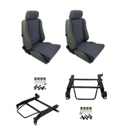 Autotecnica Toyota Hilux 1988-1997 4x4 Grey Leather/Fabric Adventurer S5 Seat & Rails Combo