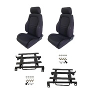 Autotecnica Toyota Hilux RZN Series 1998-2005 Black Adventurer Cloth Seat & Rails Combo