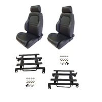 Autotecnica Toyota Hilux RZN Series 1998-2005 Black Leather Adventurer S1 Seat & Rails Combo