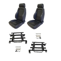 Autotecnica Toyota Hilux RZN Series 1998-2005 Black Leather Adventurer S3 Seat & Rails Combo