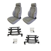 Autotecnica Toyota Hilux RZN Series 1998-2005 Grey Leather Adventurer S3 Seat & Rails Combo