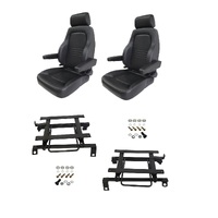 Autotecnica Toyota Hilux RZN Series 1998-2005 Black Leather Adventurer S4 Seat & Rails Combo