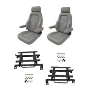 Autotecnica Toyota Hilux RZN Series 1998-2005 Grey Leather Adventurer S4 Seat & Rails Combo