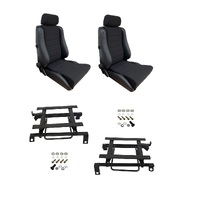 Autotecnica Toyota Hilux RZN Series 1998-2005 Black Leather/Fabric Adventurer S5 Seat & Rails Combo