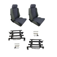 Autotecnica Toyota Hilux RZN Series 1998-2005 Grey Leather/Fabric Adventurer S5 Seat & Rails Combo