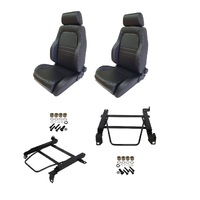 Autotecnica Toyota Landcruiser 80 Series 1990-1992 Black Leather Adventurer S1 Seat & Rails Combo