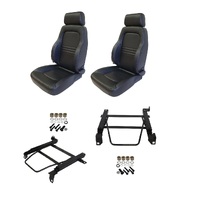 Autotecnica Toyota Landcruiser 80 Series 1990-1992 Black Leather Adventurer S3 Seat & Rails Combo