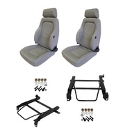 Autotecnica Toyota Landcruiser 80 Series 1990-1992 Grey Leather Adventurer S3 Seat & Rails Combo