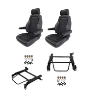 Autotecnica Toyota Landcruiser 80 Series 1990-1992 Black Leather Adventurer S4 Seat & Rails Combo