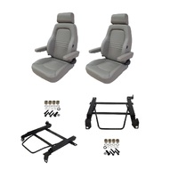 Autotecnica Toyota Landcruiser 80 Series 1990-1992 Grey Leather Adventurer S4 Seat & Rails Combo