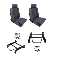 Autotecnica Toyota Landcruiser 80 Series 1990-1992 Grey Leather/Fabric Adventurer S5 Seat & Rails Combo