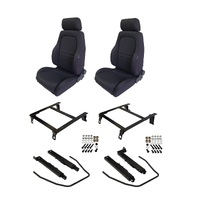 Autotecnica Toyota Landcruiser 80 Series 1993-1998 Black Adventurer Cloth Seat & Rails Combo