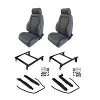 Autotecnica Toyota Landcruiser 80 Series 1993-1998 Grey Adventurer Cloth Seat & Rails Combo