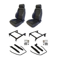 Autotecnica Toyota Landcruiser 80 Series 1993-1998 Black Leather Adventurer S3 Seat & Rails Combo