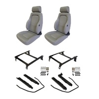 Autotecnica Toyota Landcruiser 80 Series 1993-1998 Grey Leather Adventurer S3 Seat & Rails Combo