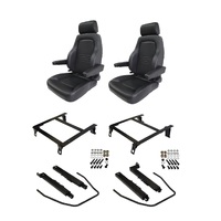 Autotecnica Toyota Landcruiser 80 Series 1993-1998 Black Leather Adventurer S4 Seat & Rails Combo