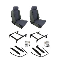 Autotecnica Toyota Landcruiser 80 Series 1993-1998 Grey Leather/Fabric Adventurer S5 Seat & Rails Combo