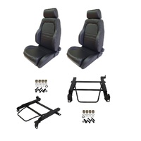 Autotecnica Toyota Landcruiser 100 Series 1998-2007 Black Leather Adventurer S1 Seat & Rails Combo