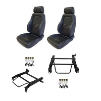 Autotecnica Toyota Landcruiser 100 Series 1998-2007 Black Leather Adventurer S3 Seat & Rails Combo