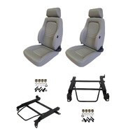 Autotecnica Toyota Landcruiser 100 Series 1998-2007 Grey Leather Adventurer S3 Seat & Rails Combo