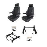 Autotecnica Toyota Landcruiser 100 Series 1998-2007 Black Leather Adventurer S4 Seat & Rails Combo