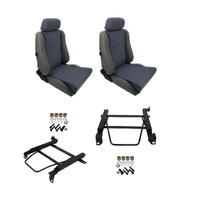 Autotecnica Toyota Landcruiser 100 Series 1998-2007 Grey Leather/Fabric Adventurer S5 Seat & Rails Combo