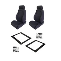 Autotecnica Toyota Landcruiser 75 Series Ute Black Adventurer Cloth Seat & Rails Combo