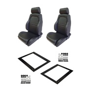 Autotecnica Toyota Landcruiser 75 Series Ute Black Leather Adventurer S1 Seat & Rails Combo